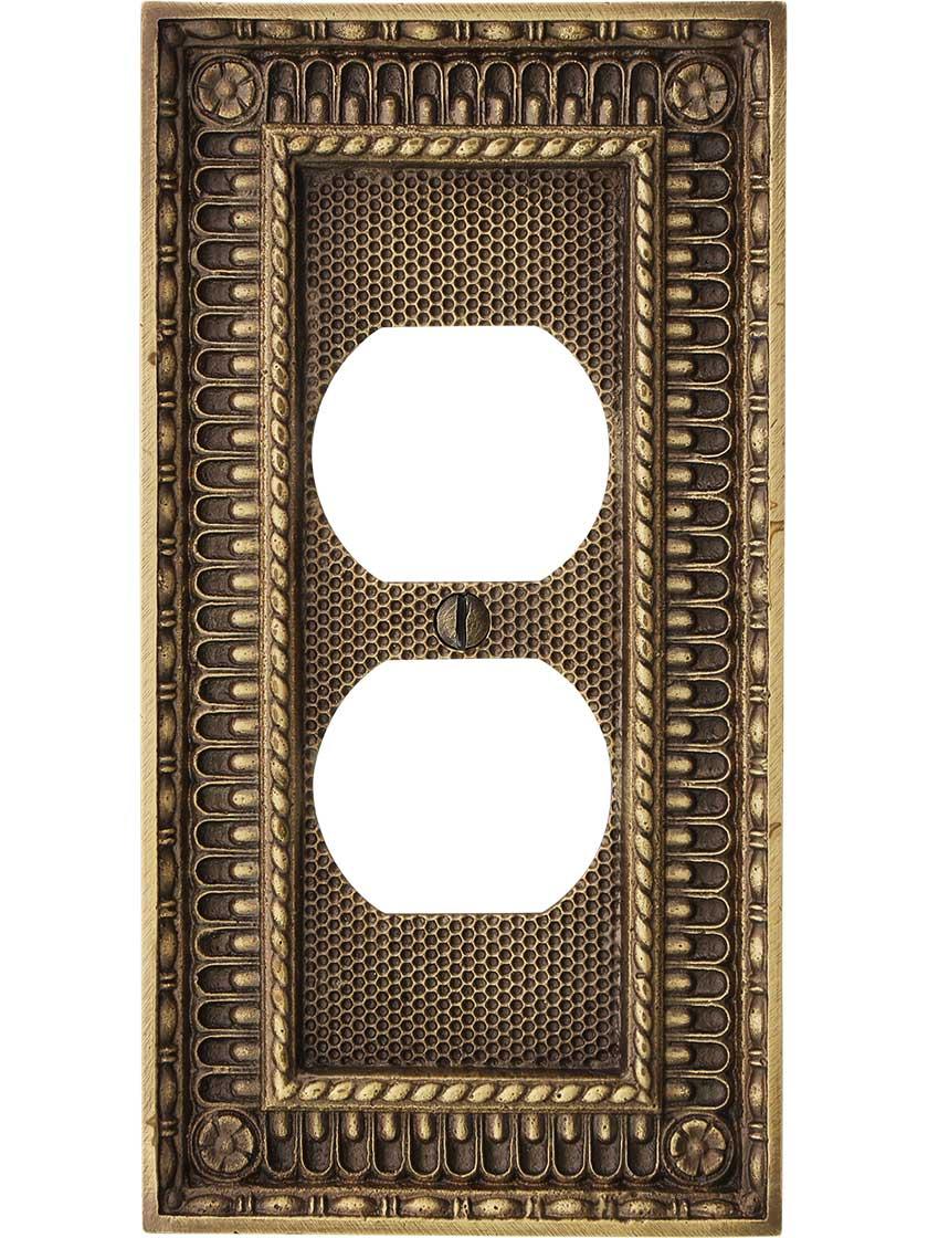 Pisano Duplex Outlet Cover Plate in Antique-By-Hand
