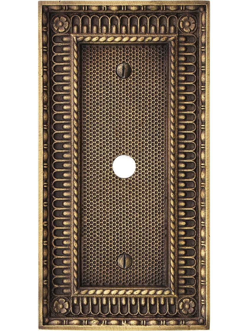 Alternate View of Pisano Cable Jack Cover Plate In Antique-By-Hand.