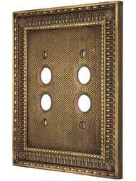 Pisano Double Gang Push Button Switch Plate In Antique-By-Hand.