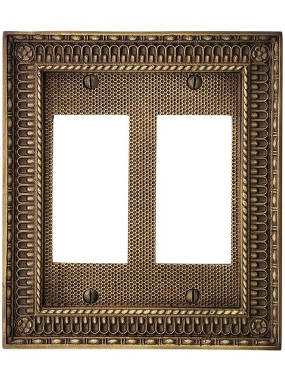 Alternate View of Pisano Double Gang GFI Cover Plate In Antique-By-Hand.