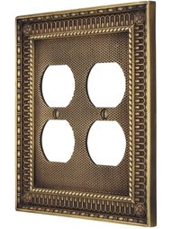 Pisano Double Gang Duplex Outlet Cover In Antique-By-Hand.