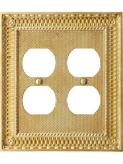 Alternate View of Pisano Double Gang Duplex Outlet Cover.