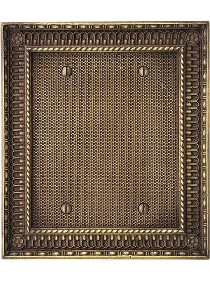 Alternate View of Pisano Double Gang Blank Cover Plate In Antique-By-Hand.