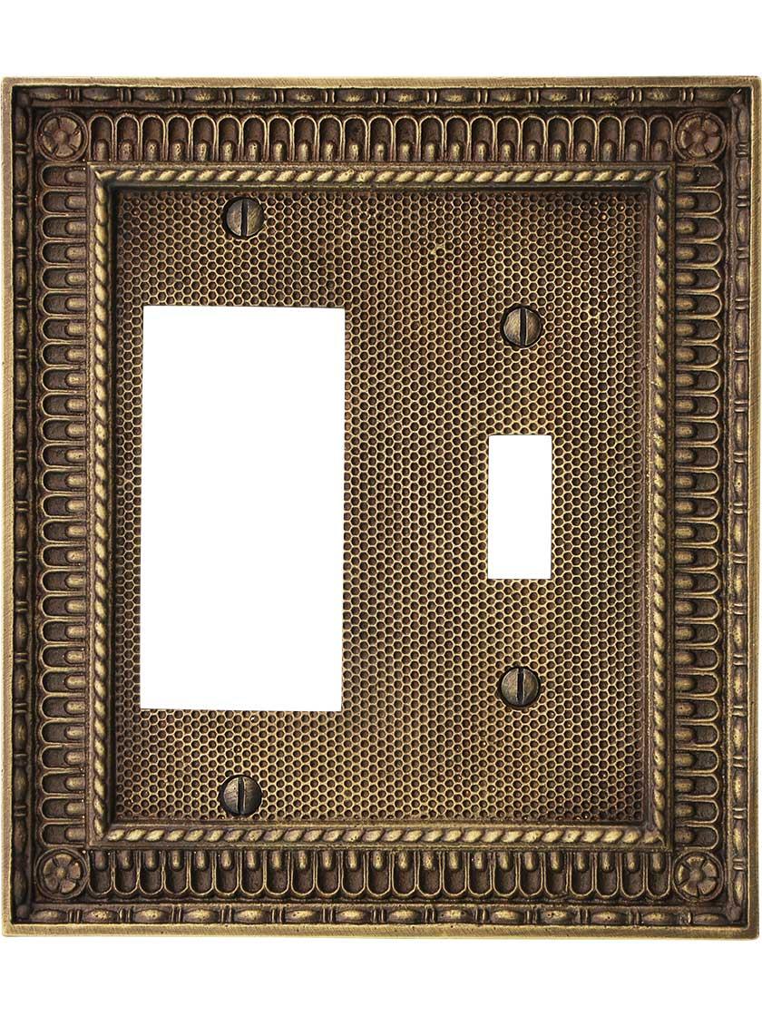 Alternate View of Pisano Toggle / GFI Combination Switch Plate In Antique-By-Hand.