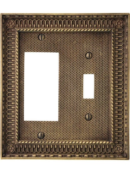 Alternate View of Pisano Toggle / GFI Combination Switch Plate In Antique-By-Hand.
