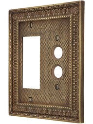 Pisano Push Button / GFI Combination Switch Plate In Antique-By-Hand.