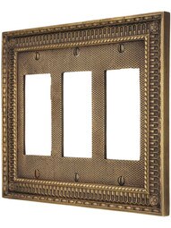 Pisano Triple Gang GFI Cover Plate In Antique-By-Hand.