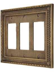 Pisano Triple Gang GFI Cover Plate In Antique-By-Hand.