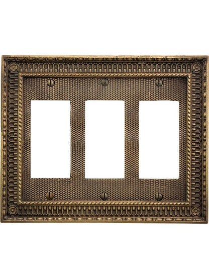 Alternate View of Pisano Triple Gang GFI Cover Plate In Antique-By-Hand.
