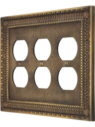 Pisano Triple Gang Duplex Outlet Cover In Antique-By-Hand.