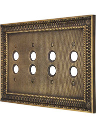 Pisano Quad Gang Push-Button Switch Plate In Antique-By-Hand