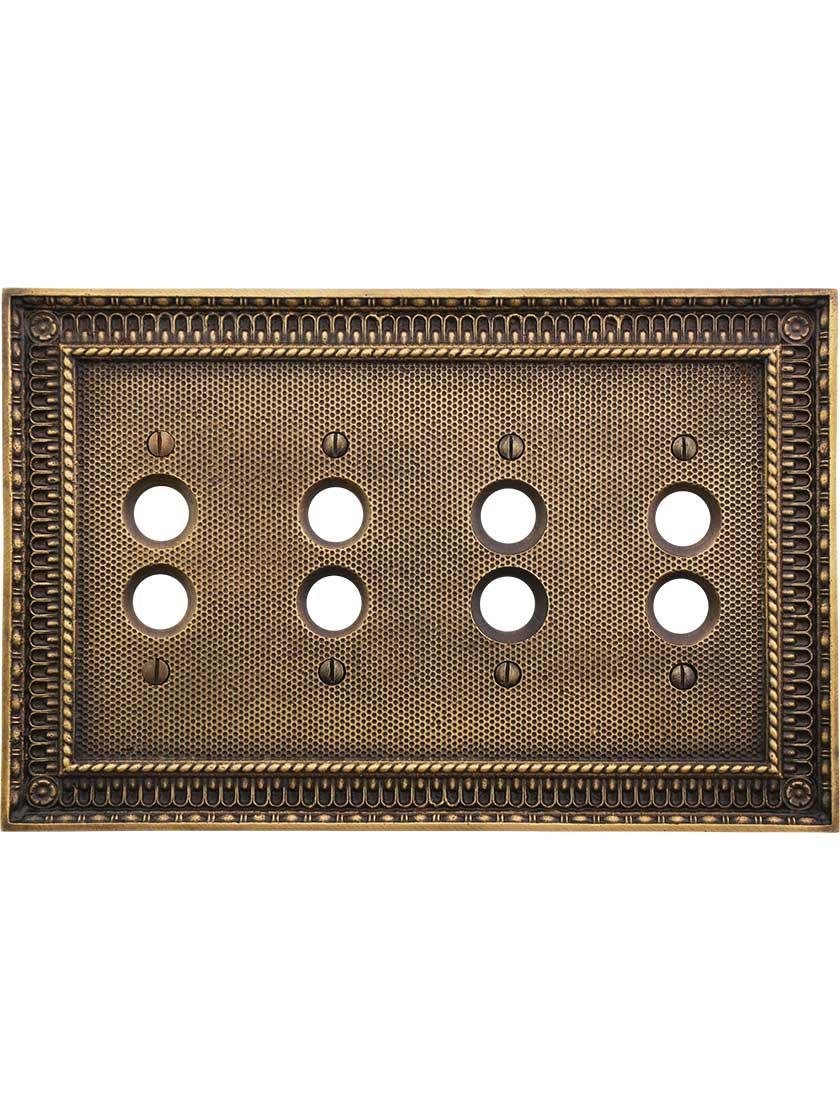 Pisano Quad Gang Push-Button Switch Plate In Antique-By-Hand