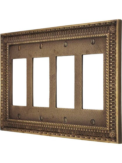 Pisano Quad Gang GFI Cover Plate In Antique-By-Hand.