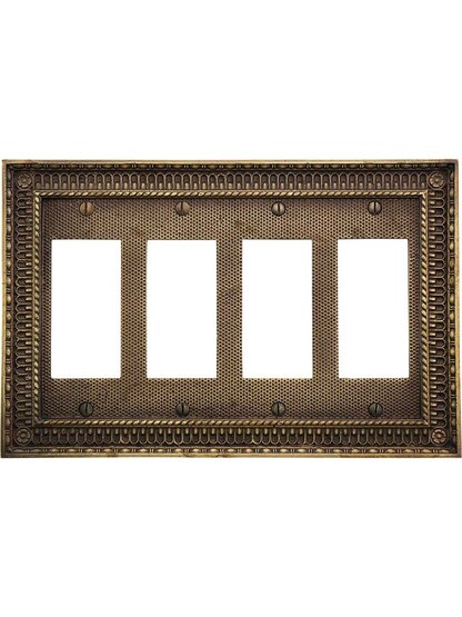Alternate View of Pisano Quad Gang GFI Cover Plate In Antique-By-Hand.