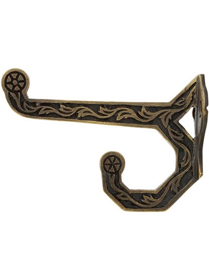 Alternate View of Hartford Double Hook in Antique-by-Hand.