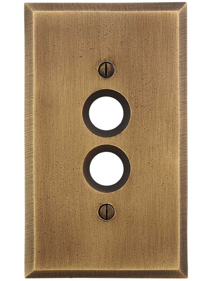 Alternate View of Distressed Bronze Single Push-Button Switch Plate.