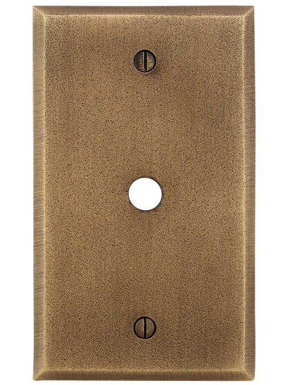 Alternate View of Distressed Bronze Single-Gang Cable Outlet Cover Plate.