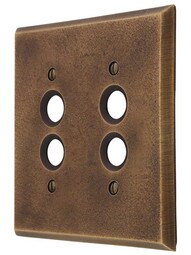 Distressed Bronze Double Push-Button Switch Plate