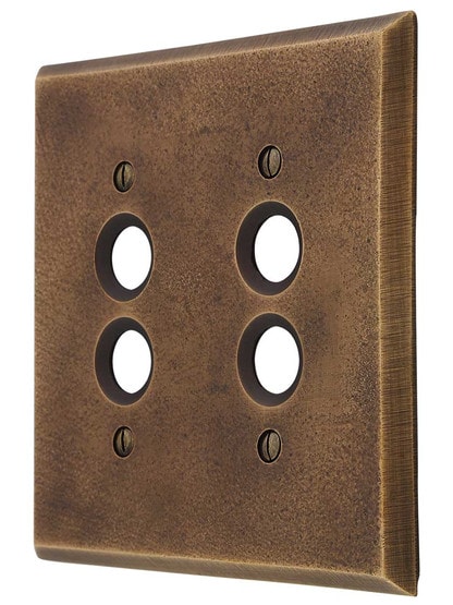 Distressed Bronze Double Push-Button Switch Plate.