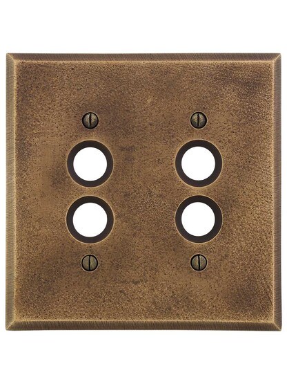 Alternate View of Distressed Bronze Double Push-Button Switch Plate.