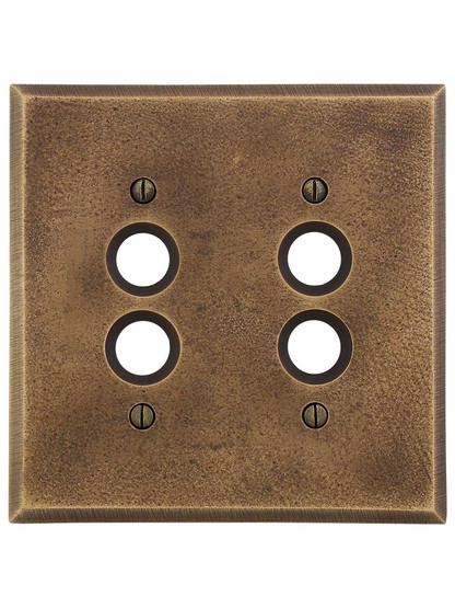 Alternate View of Distressed Bronze Double Push-Button Switch Plate.