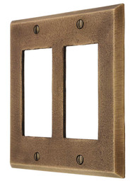Distressed Bronze Double-Gang GFI Cover Plate.