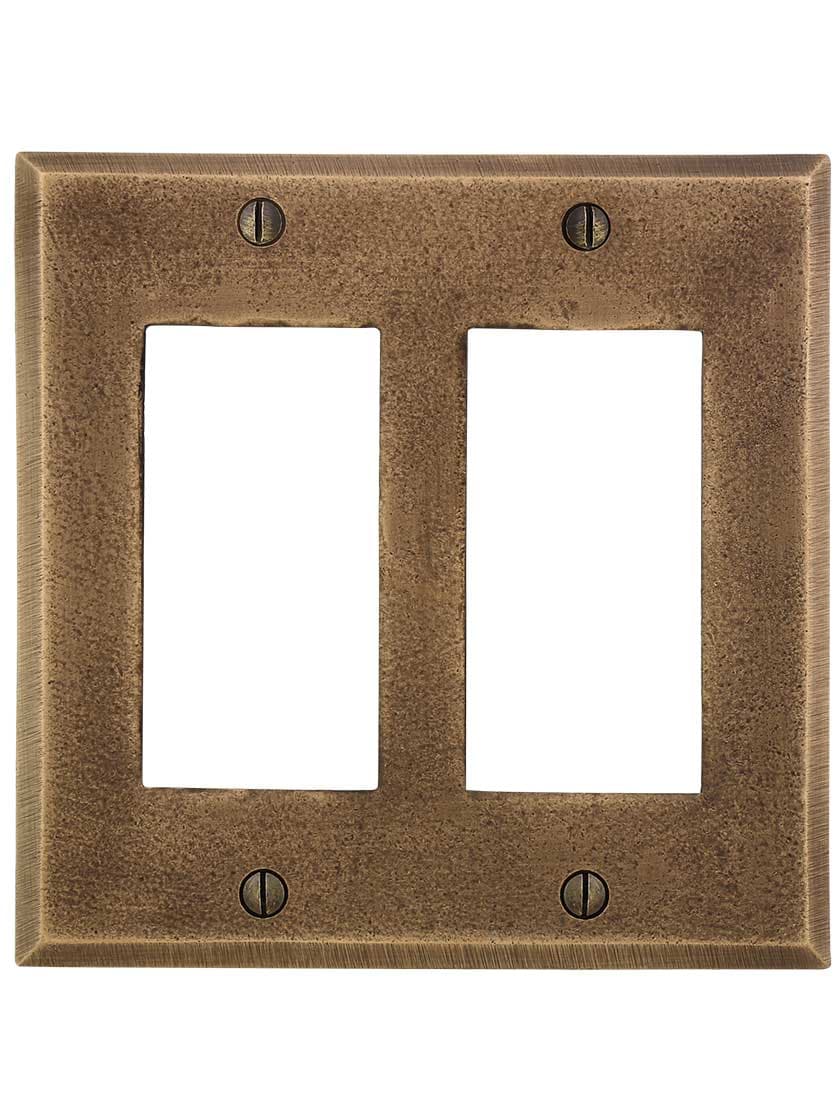 Alternate View of Distressed Bronze Double-Gang GFI Cover Plate.