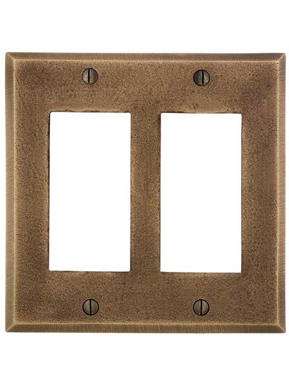 Alternate View of Distressed Bronze Double-Gang GFI Cover Plate.