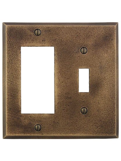 Alternate View of Distressed Bronze Toggle/GFI Combination Switch Plate.