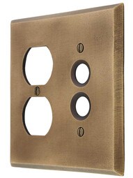 Distressed Bronze Push-Button/Duplex Combination Switch Plate