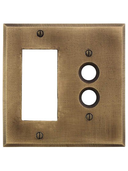 Alternate View of Distressed Bronze Push-Button/GFI Combination Switch Plate.