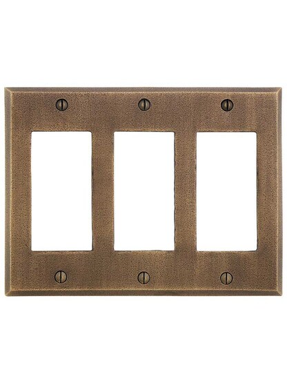Alternate View of Distressed Bronze Triple-GFI Cover Plate.