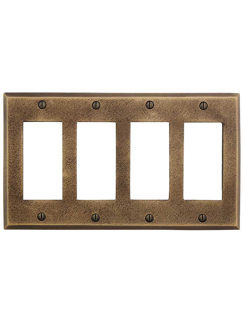 Alternate View of Distressed Bronze Quad-GFI Cover Plate.