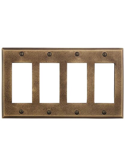 Alternate View of Distressed Bronze Quad-GFI Cover Plate.