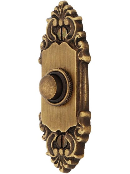 Alternate View of Petite French Baroque Solid-Brass Doorbell Button.