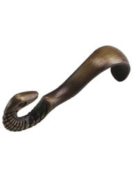 Solid-Brass Snakehead Picture Rail Hook in Antique-By-Hand