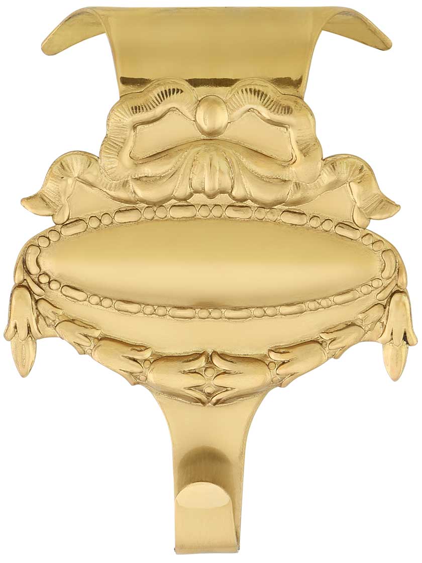 Alternate View of Adams Stamped Brass Picture Rail Hook.