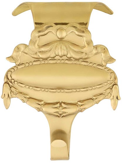 Alternate View of Adams Stamped Brass Picture Rail Hook.