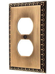 Ovolo Single Duplex Outlet Cover Plate in Antique-By-Hand