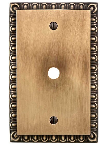 Alternate View of Ovolo Single Cable-Jack Cover Plate in Antique-By-Hand.