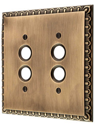 Ovolo Double Gang Push-Button Switch Plate in Antique-By-Hand.