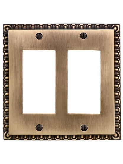Alternate View of Ovolo Double Gang GFI Cover Plate in Antique-By-Hand.
