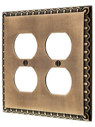 Ovolo Double Gang Duplex Outlet Cover Plate in Antique-By-Hand