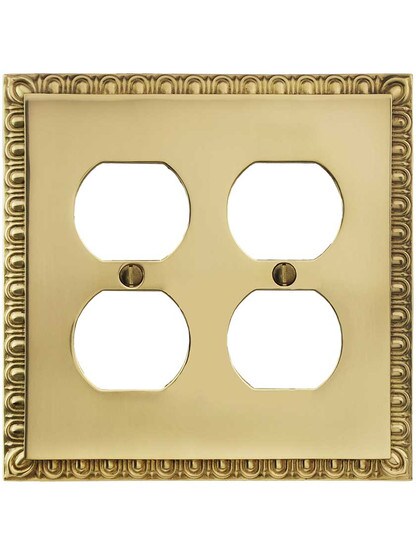Alternate View of Ovolo Double Gang Duplex Outlet Cover Plate.