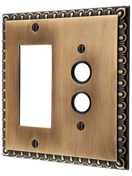 Ovolo Push-Button/GFI Combination Switch Plate in Antique-By-Hand.