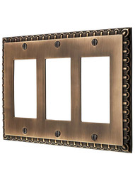 Ovolo Triple Gang GFI Cover Plate in Antique-By-Hand.