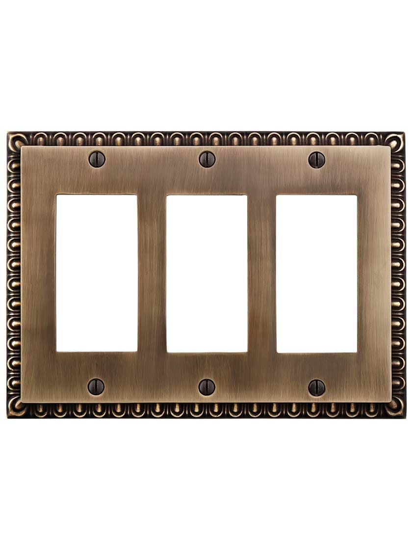 Alternate View of Ovolo Triple Gang GFI Cover Plate in Antique-By-Hand.