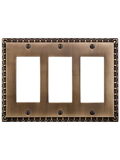 Alternate View of Ovolo Triple Gang GFI Cover Plate in Antique-By-Hand.
