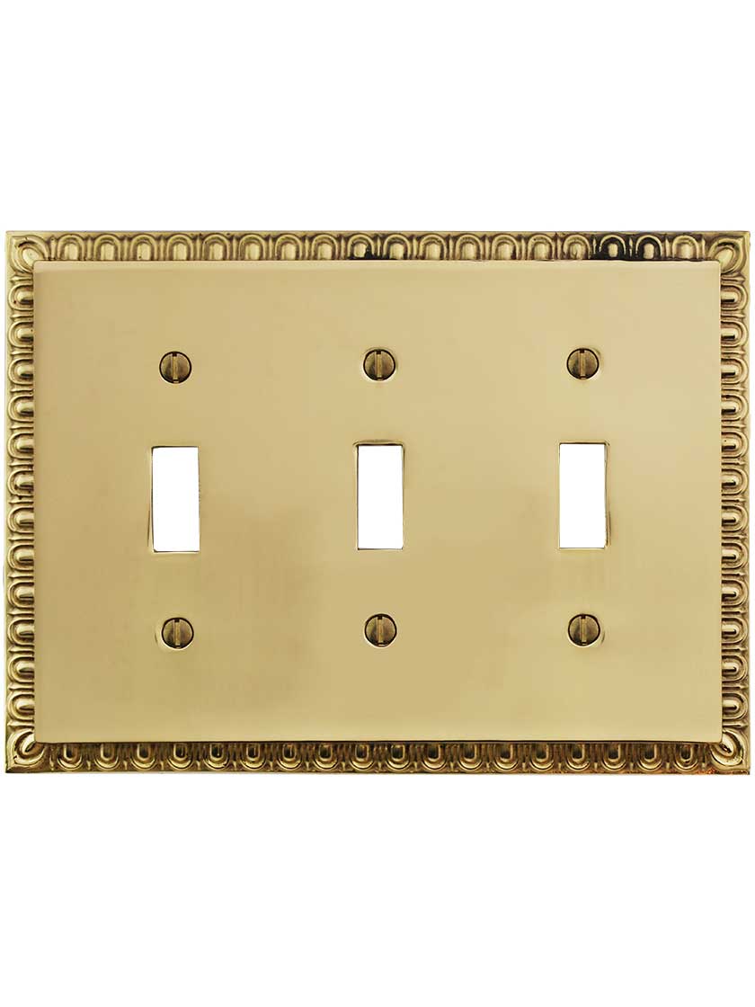 Alternate View of Ovolo Triple Gang Toggle Switch Plate.