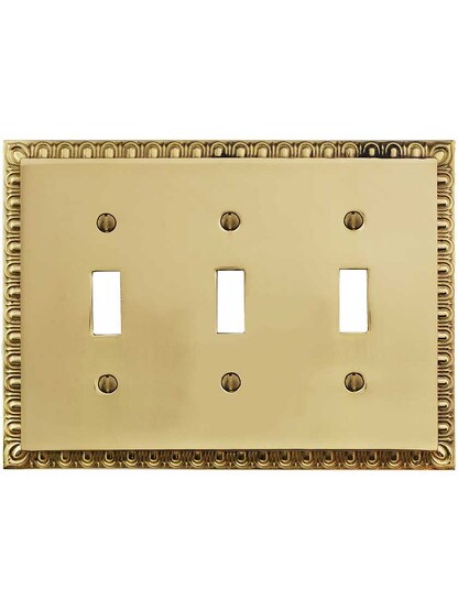 Alternate View of Ovolo Triple Gang Toggle Switch Plate.